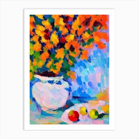 A Vase Of Flowers, With Fruit Matisse Inspired Flower Art Print