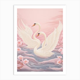 Vintage Japanese Inspired Bird Print Swan 2 Art Print
