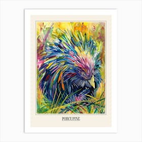 Porcupine Colourful Watercolour 4 Poster Art Print