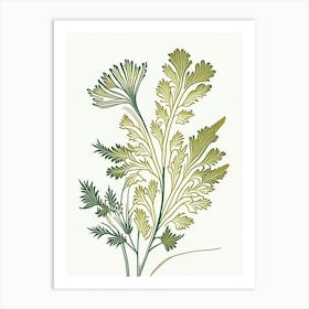 Mustard Herb William Morris Inspired Line Drawing Art Print