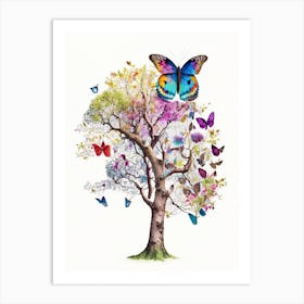Butterfly In Tree Decoupage 1 Art Print