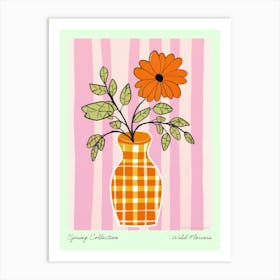 Spring Collection Wild Flowers Orange Tones In Vase 1 Art Print