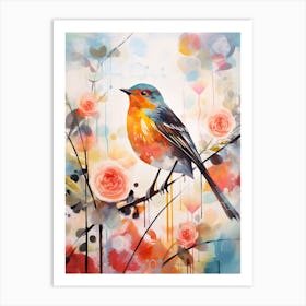 Bird Painting Collage Robin 2 Art Print