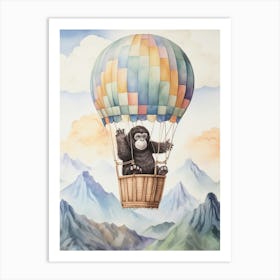 Baby Gorilla 5 In A Hot Air Balloon Art Print