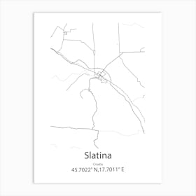 Slatina,Croatia Minimalist Map Art Print