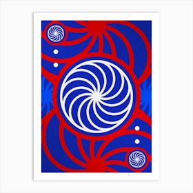Geometric Abstract Glyph in White on Red and Blue Array n.0071 Art Print