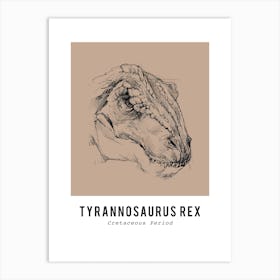 T Rex Drawing, Dinosaur Boys Room Decor Art Print