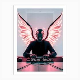 Devil On Computer Art Print