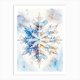 Winter Snowflake Pattern, Snowflakes, Storybook Watercolours 3 Art Print