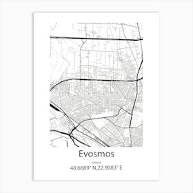 Evosmos,Greece Minimalist Map Art Print