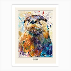 Otter Colourful Watercolour 1 Poster Art Print