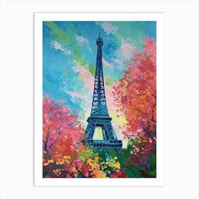Eiffel Tower Paris France David Hockney Style 10 Art Print