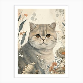 British Shorthair Japanese Illustration 1 Art Print