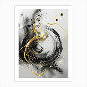 Abstract - Black And Gold 2 Art Print