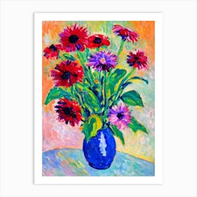 Echinacea Floral Abstract Block Colour 1 Flower Art Print