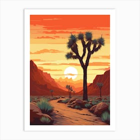  Retro Illustration Of A Joshua Trees At Dawn In Desert 5 Art Print