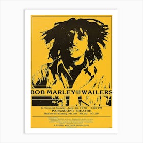 1979 Bob Marley & The Wailers Paramount Theatre Poster Art Print