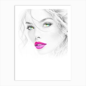 Woman Face Beautiful Illustration Art 05 Art Print