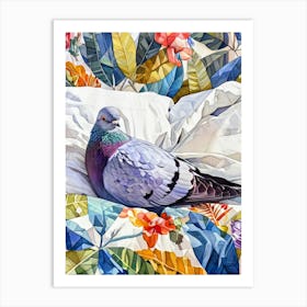 Pigeon bird animal illustration art Art Print