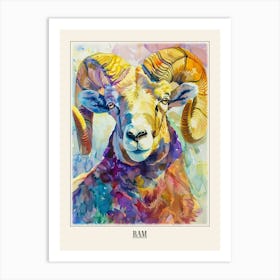 Ram Colourful Watercolour 4 Poster Art Print