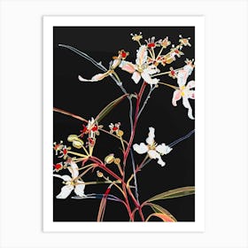 Neon Flowers On Black Babys Breath 10 Art Print