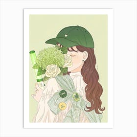 Girl With Flowers Art Print