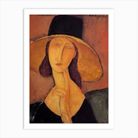 Jean Hebuterne With Large Hat, Amedeo Modigliani Living Room Hallway Art Print