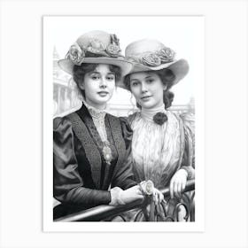 Titanic Ladies Black And White 1 Art Print