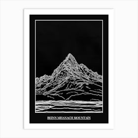 Beinn Mhanach Mountain Line Drawing 1 Poster Art Print