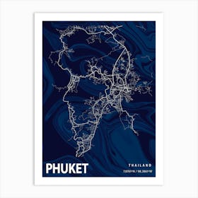 Phuket Crocus Marble Map Art Print