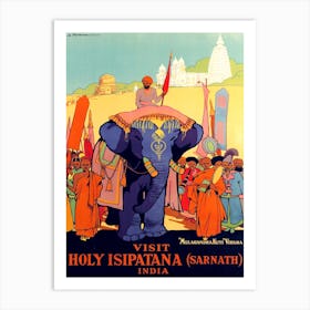 India, Blue Elephant From Holy Isipatana (Sarnath) Art Print