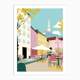 Linkoping, Sweden, Flat Pastels Tones Illustration 3 Art Print