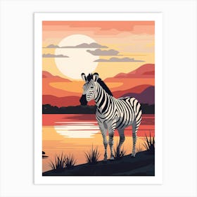 Zebra At Sunset Art Print