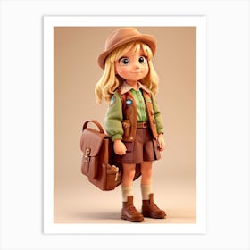 3d Animation Style Little Girl Blonde Scout Brown Uniform 0 Art Print
