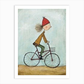 A child riding a bicycle wall art poster Art Print
