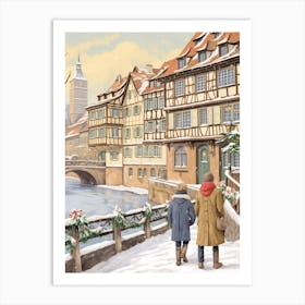 Vintage Winter Illustration Strasbourg France 1 Art Print