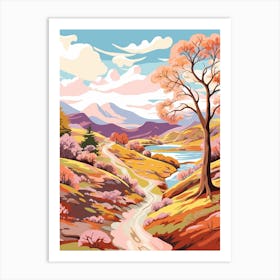 Scottish Highlands Scotland Hike Illustration Art Print