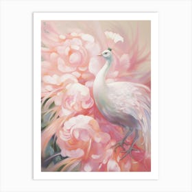 Pink Ethereal Bird Painting Peacock 4 Art Print