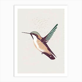 Hummingbird In Snowfall Retro Minimal 1 Art Print