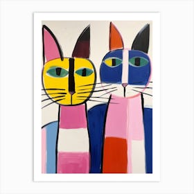 Colourful Kids Animal Art Cat 1 Art Print