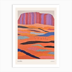 Uluru Australia 3 Colourful Mountain Illustration Poster Art Print