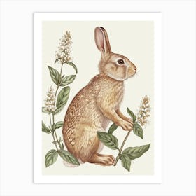 Cinnamon Blockprint Rabbit Illustration 1 Art Print