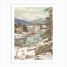 Vintage Winter Illustration Lake District United Kingdom 2 Art Print