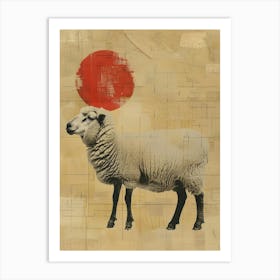 Sheep With Red Sun Art Print