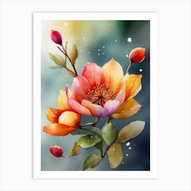 Watercolor Of Flowers 3 Art Print