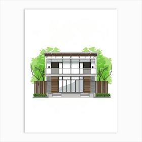 Modern House Vector Illustration Art Print