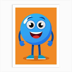 Blue Cartoon Character Art Print