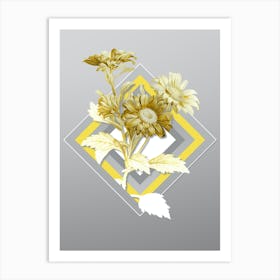 Botanical Red Aster Flowers in Yellow and Gray Gradient n.210 Art Print