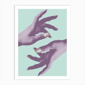 Hands making magic turquoise_2077804 Art Print