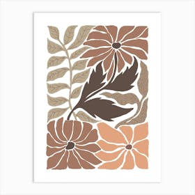 Boho Florals In Beige Tones Art Print